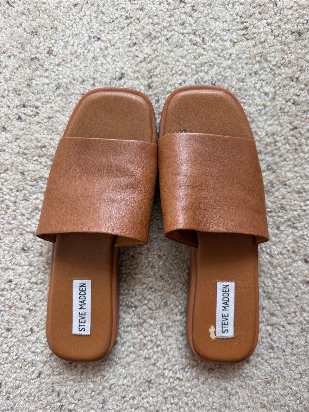 Steve Madden Cognac Leather Slide Mules